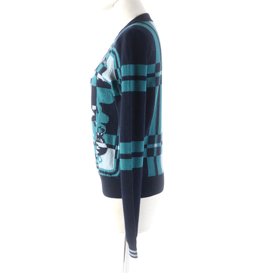 HERMES knit 3H2620DD Main: 100% cashmere Multi Brid de Gala Tartan Women 34 Used Authentic
