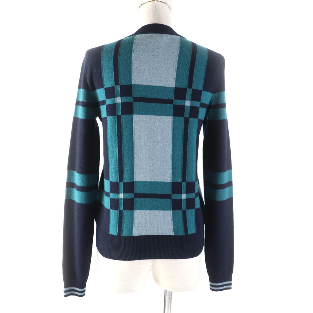 HERMES knit 3H2620DD Main: 100% cashmere Multi Brid de Gala Tartan Women 34 Used Authentic