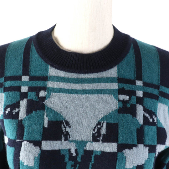 HERMES knit 3H2620DD Main: 100% cashmere Multi Brid de Gala Tartan Women 34 Used Authentic
