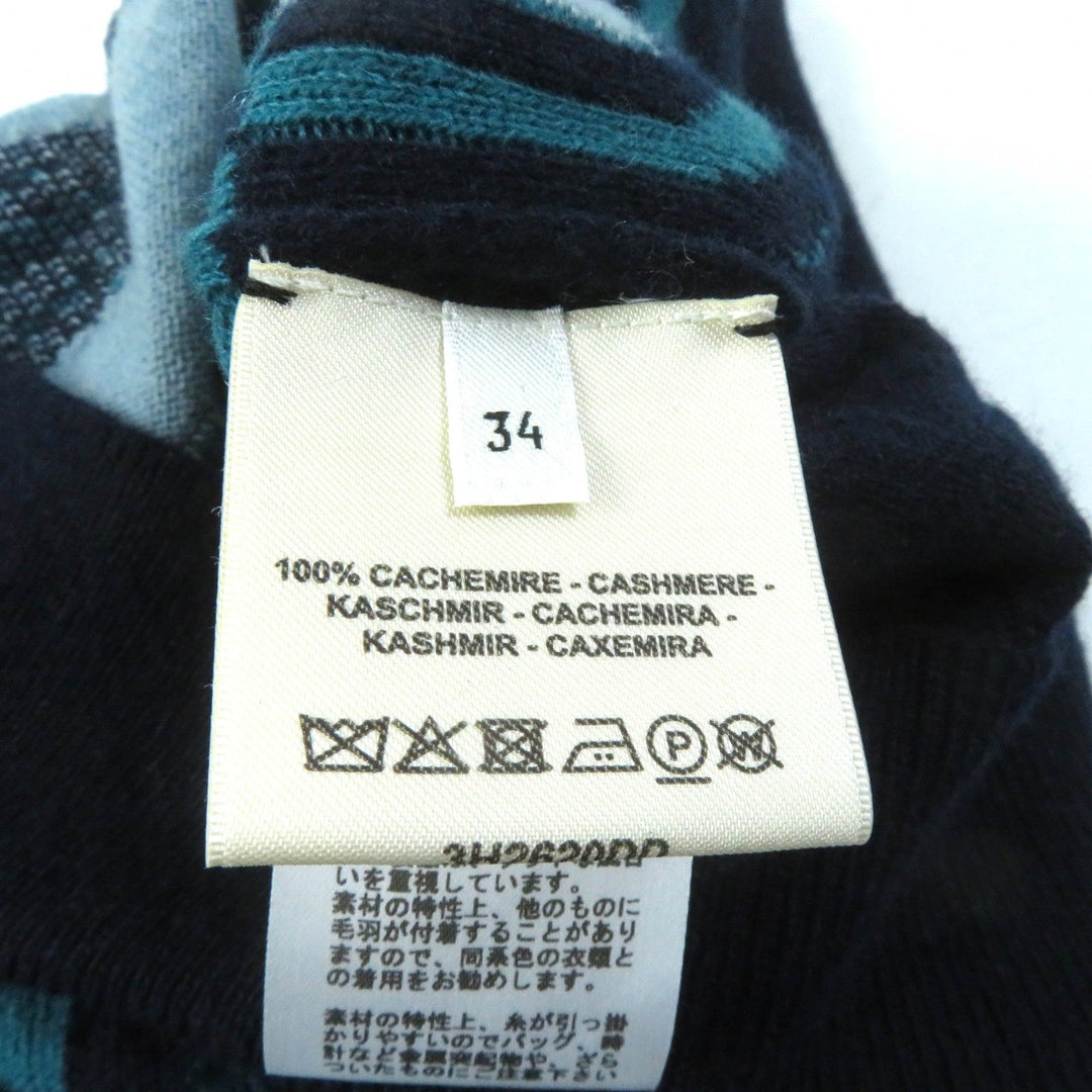 HERMES knit 3H2620DD Main: 100% cashmere Multi Brid de Gala Tartan Women 34 Used Authentic