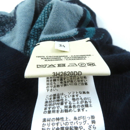 HERMES knit 3H2620DD Main: 100% cashmere Multi Brid de Gala Tartan Women 34 Used Authentic