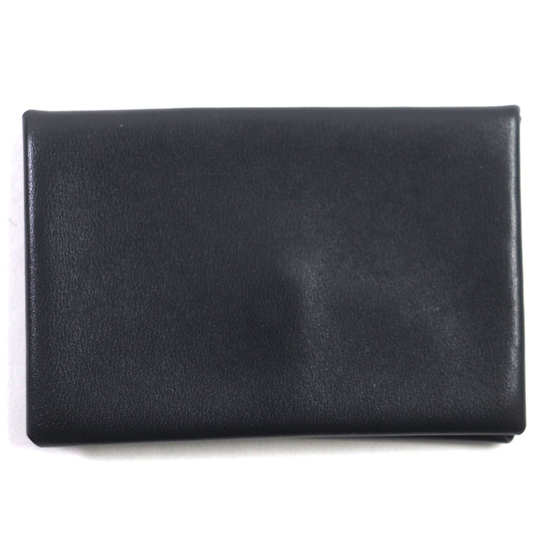 HERMES Card Case Main: Box calf Black Blue Saphir Calvi Verso mens Used Authentic