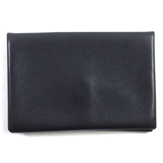 HERMES Card Case Main: Box calf Black Blue Saphir Calvi Verso mens Used Authentic