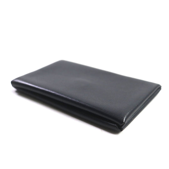 HERMES Card Case Main: Box calf Black Blue Saphir Calvi Verso mens Used Authentic