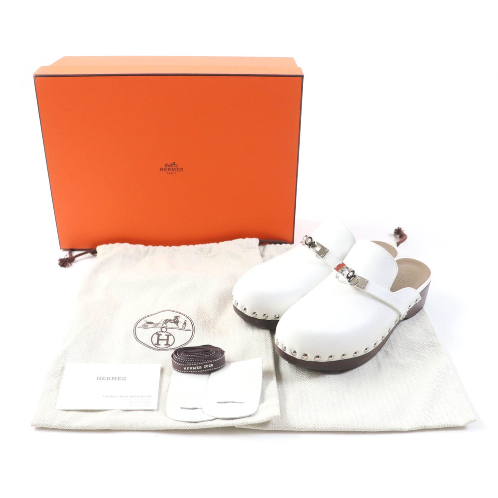 HERMES Mule Main: Leather white Carlotta Women 36 Used Authentic