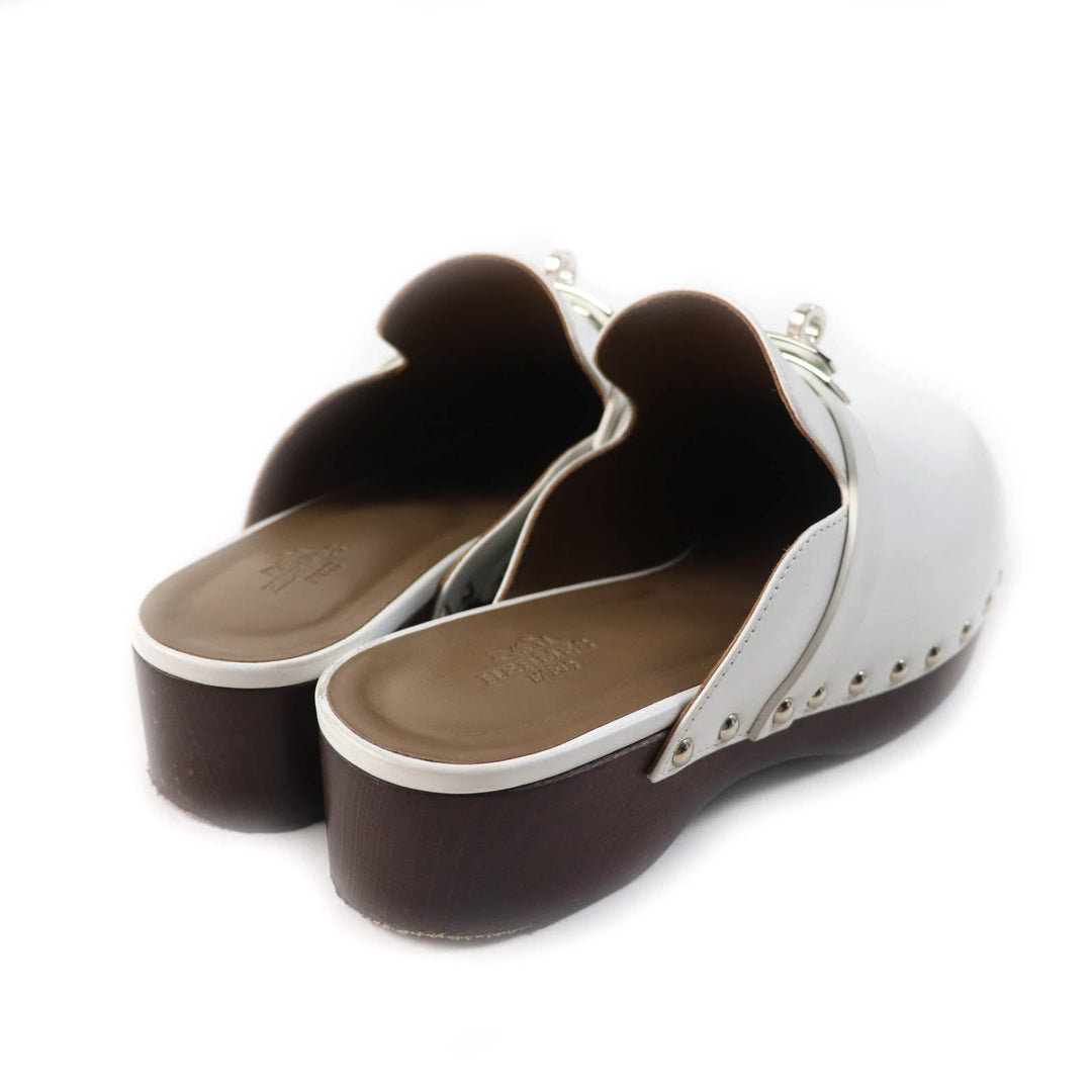 HERMES Mule Main: Leather white Carlotta Women 36 Used Authentic