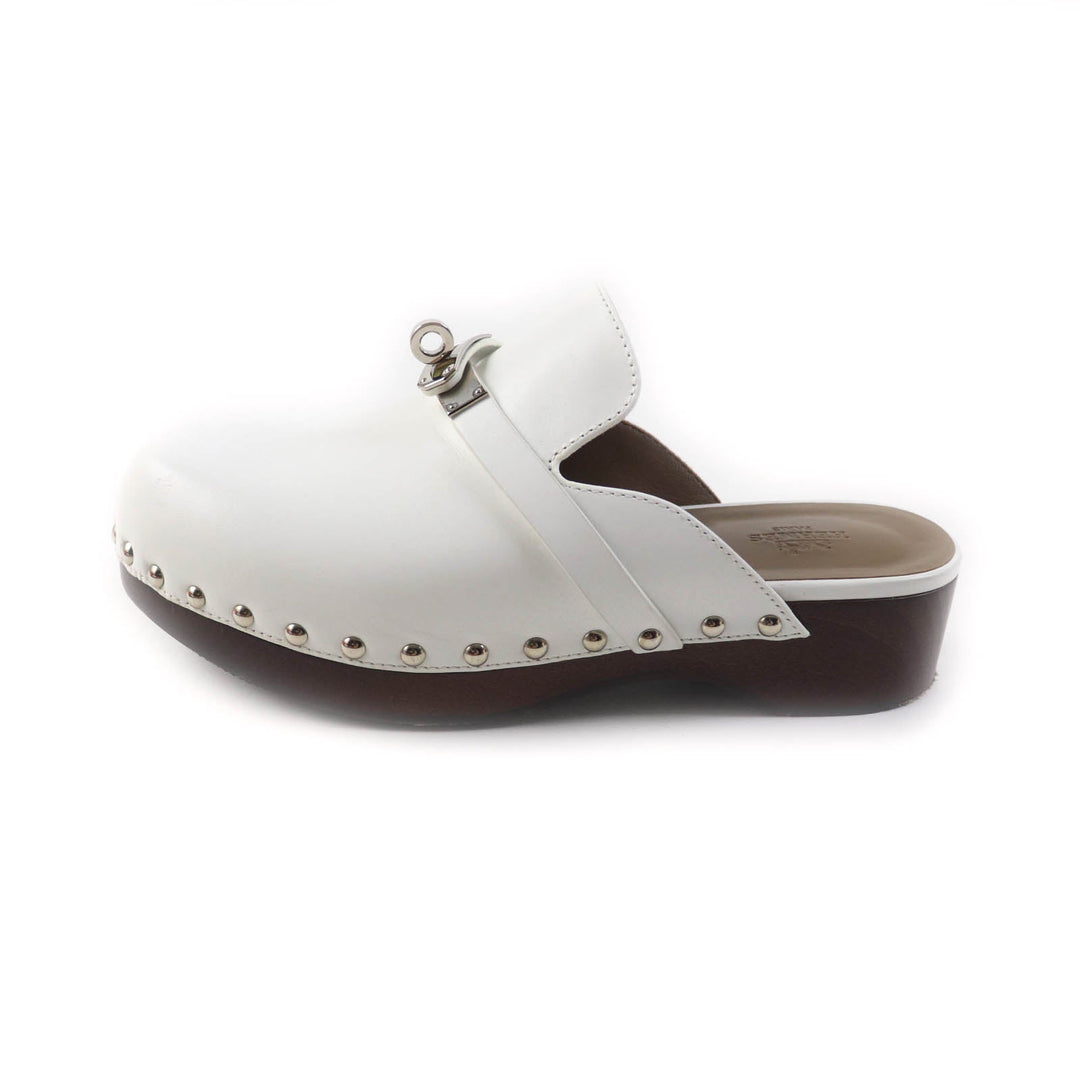 HERMES Mule Main: Leather white Carlotta Women 36 Used Authentic