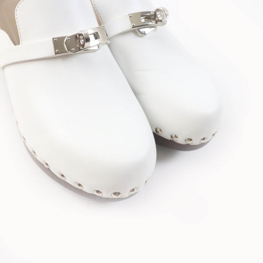 HERMES Mule Main: Leather white Carlotta Women 36 Used Authentic