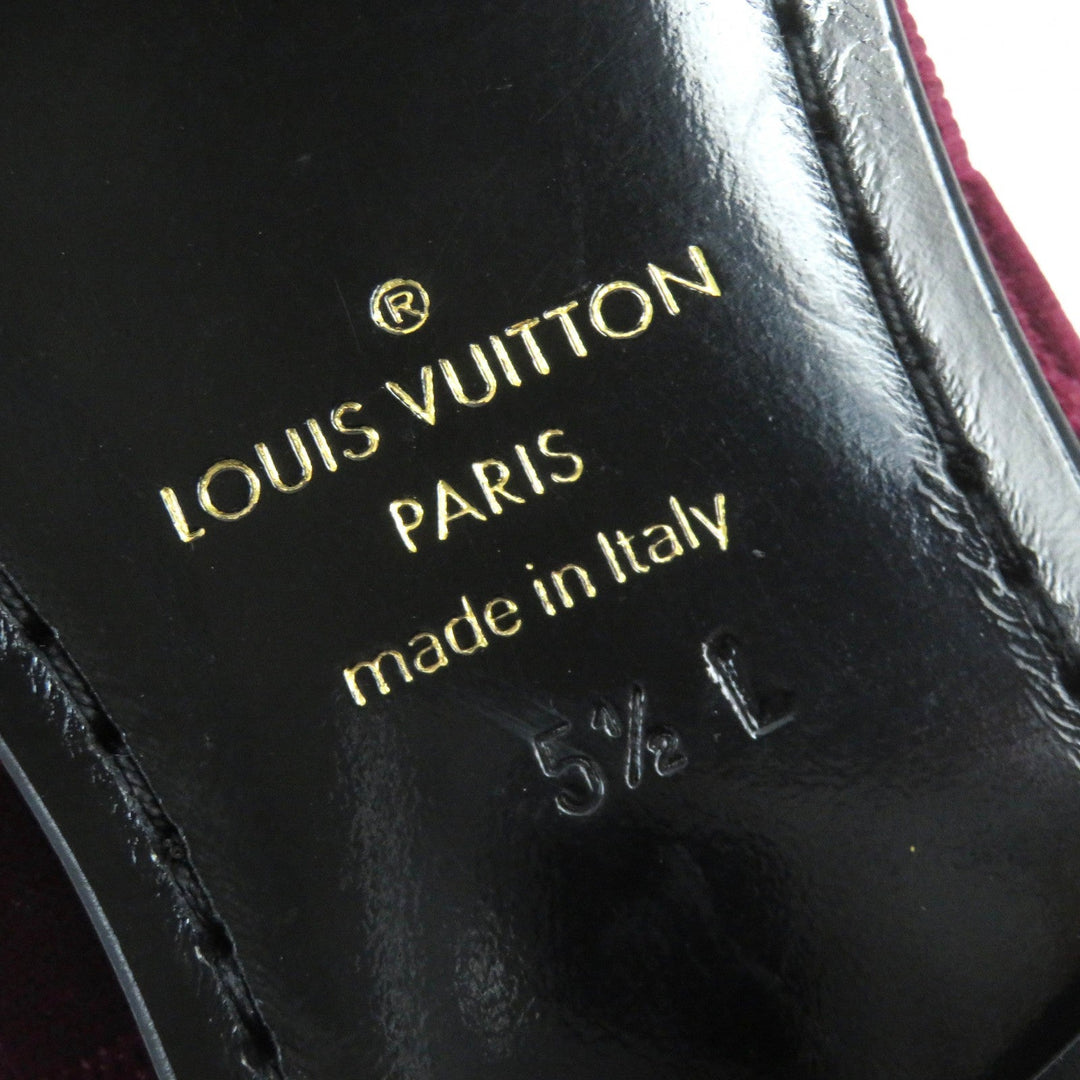 LOUIS VUITTON loafers velvet Bordeaux Auteuil line mens 5 1/2 L Used Authentic