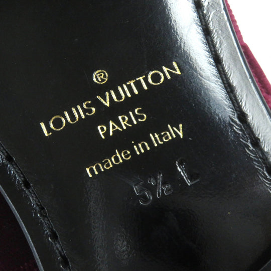 LOUIS VUITTON loafers velvet Bordeaux Auteuil line mens 5 1/2 L Used Authentic