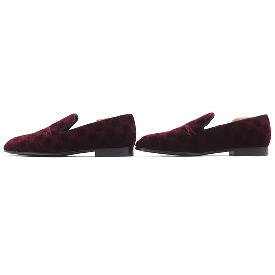 LOUIS VUITTON loafers velvet Bordeaux Auteuil line mens 5 1/2 L Used Authentic