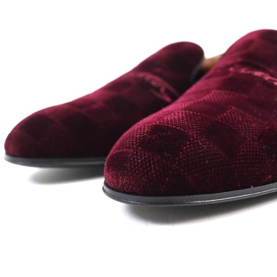 LOUIS VUITTON loafers velvet Bordeaux Auteuil line mens 5 1/2 L Used Authentic