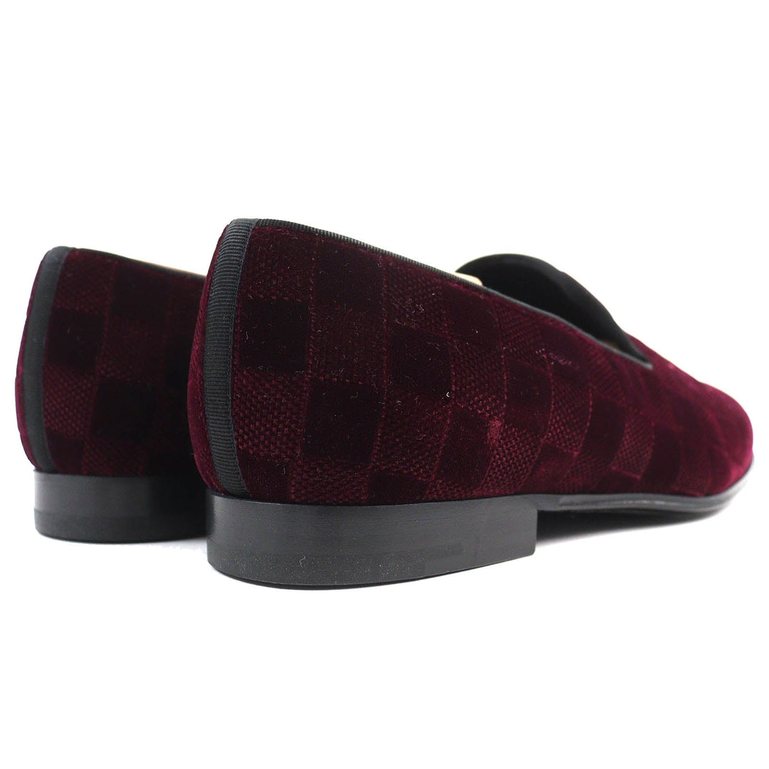 LOUIS VUITTON loafers velvet Bordeaux Auteuil line mens 5 1/2 L Used Authentic