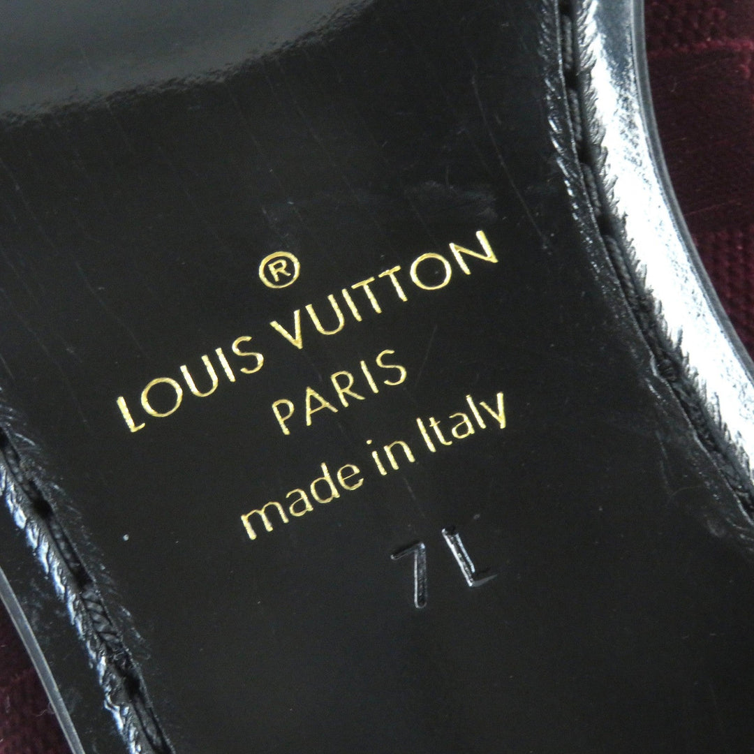 LOUIS VUITTON loafers velvet Bordeaux Auteuil line mens 7 Used Authentic