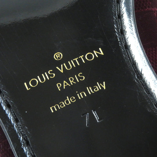 LOUIS VUITTON loafers velvet Bordeaux Auteuil line mens 7 Used Authentic