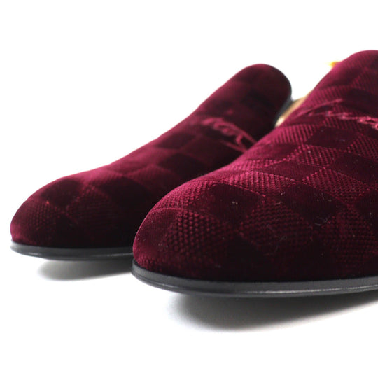 LOUIS VUITTON loafers velvet Bordeaux Auteuil line mens 7 Used Authentic