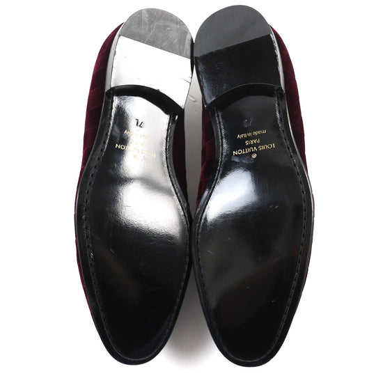 LOUIS VUITTON loafers velvet Bordeaux Auteuil line mens 7 Used Authentic