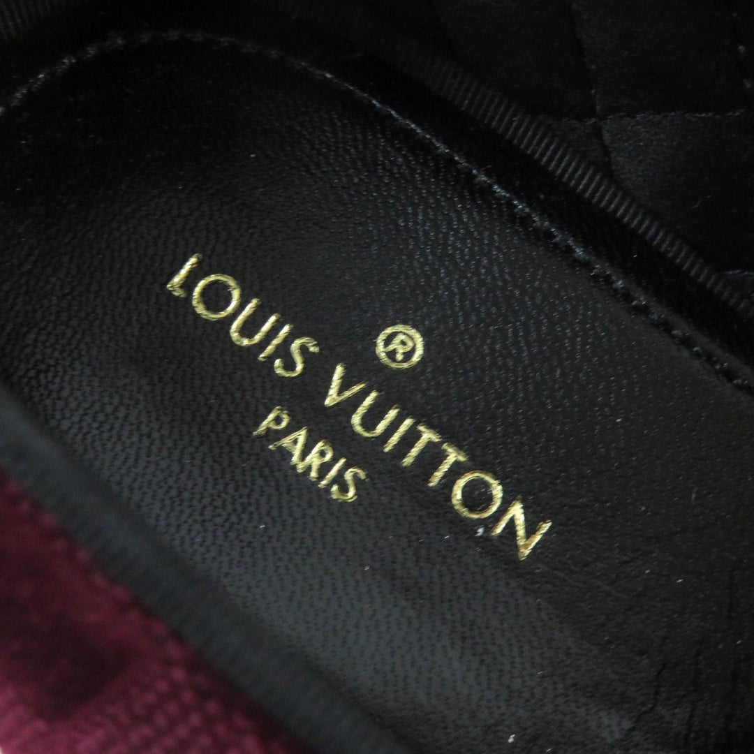 LOUIS VUITTON loafers velvet Bordeaux Auteuil line mens 7 Used Authentic
