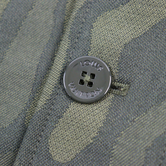 LOUIS VUITTON Long sleeve shirt HOB02E Outer: 90% wool, Outer: 10% nylon, Lining: 100% cotton khaki Jacket camouflage overshirt LV Laced Wool Overshirt mens 50 Used Authentic