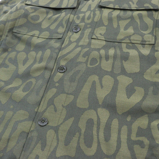 LOUIS VUITTON Long sleeve shirt HOB02E Outer: 90% wool, Outer: 10% nylon, Lining: 100% cotton khaki Jacket camouflage overshirt LV Laced Wool Overshirt mens 50 Used Authentic