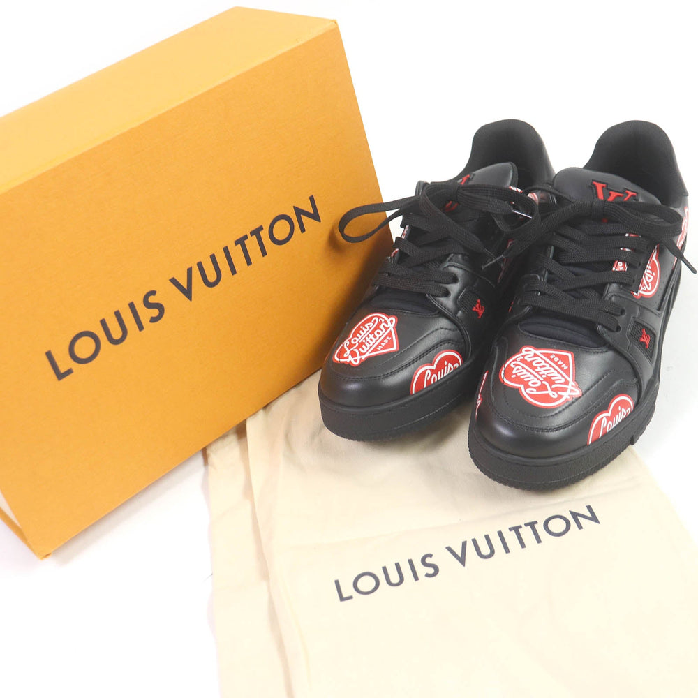 LOUIS VUITTON Low cut sneakers Main: Leather black LV Trainer Line mens 5 1/2 Used Authentic