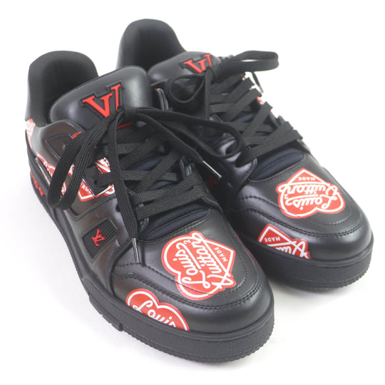 LOUIS VUITTON Low cut sneakers Main: Leather black LV Trainer Line mens 5 1/2 Used Authentic