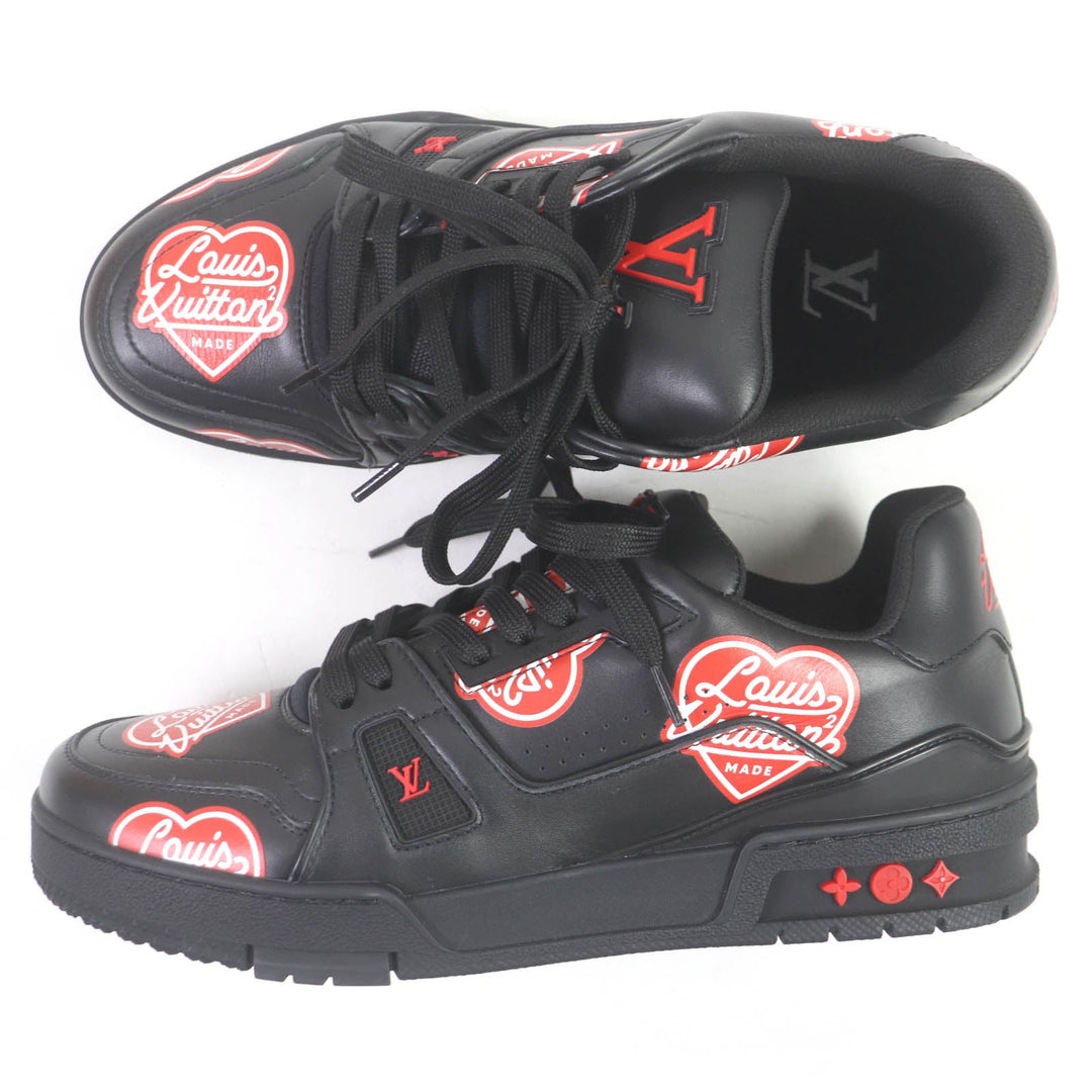 LOUIS VUITTON Low cut sneakers Main: Leather black LV Trainer Line mens 5 1/2 Used Authentic
