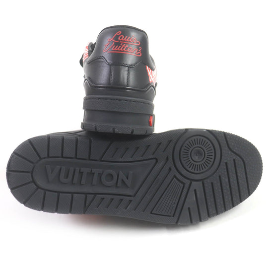 LOUIS VUITTON Low cut sneakers Main: Leather black LV Trainer Line mens 5 1/2 Used Authentic