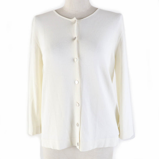 HERMES cardigan Main: 96% rayon, Main: 4% polyester Ivory Women SM Used Authentic