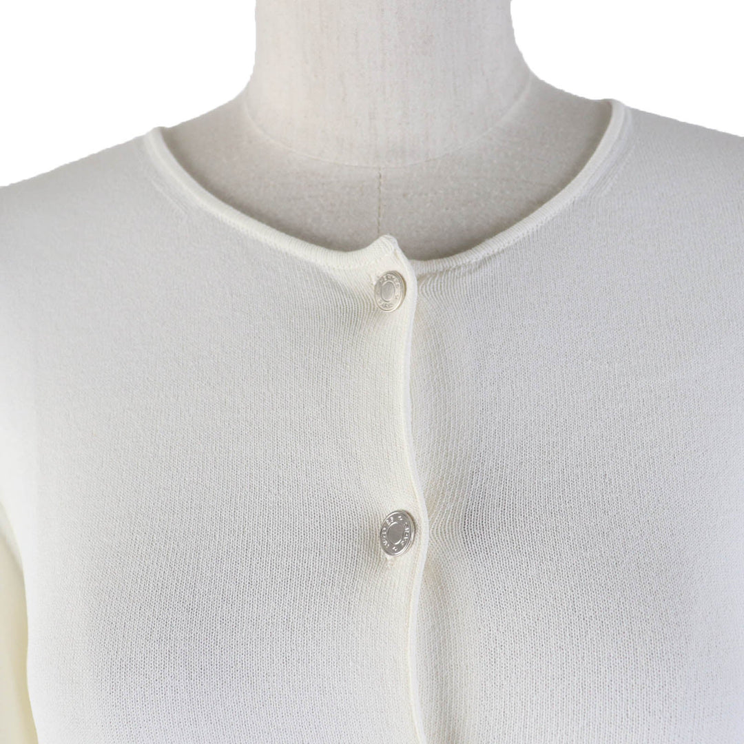HERMES cardigan Main: 96% rayon, Main: 4% polyester Ivory Women SM Used Authentic