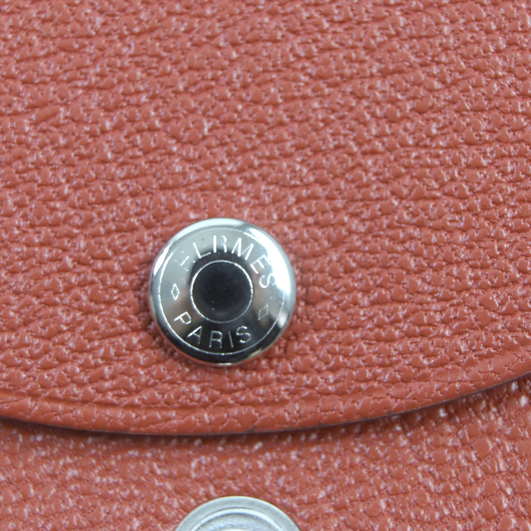 HERMES Coin case Main: Chevre Mysole Orange Calvi duo mens Used Authentic