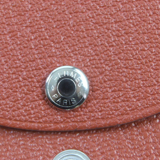 HERMES Coin case Main: Chevre Mysole Orange Calvi duo mens Used Authentic
