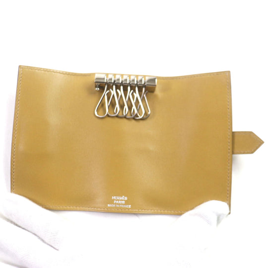 HERMES Key case Key holder  Main: Box calf Yellow beige Bean mens Used Authentic
