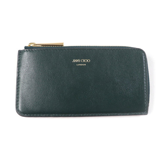 JIMMY CHOO Coin case Main: Leather Dark green Women Used Authentic