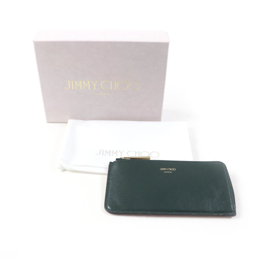 JIMMY CHOO Coin case Main: Leather Dark green Women Used Authentic