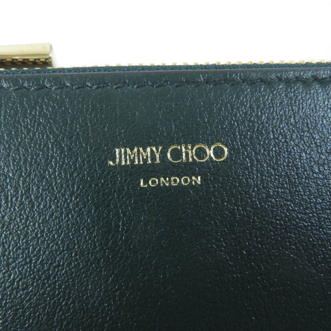 JIMMY CHOO Coin case Main: Leather Dark green Women Used Authentic