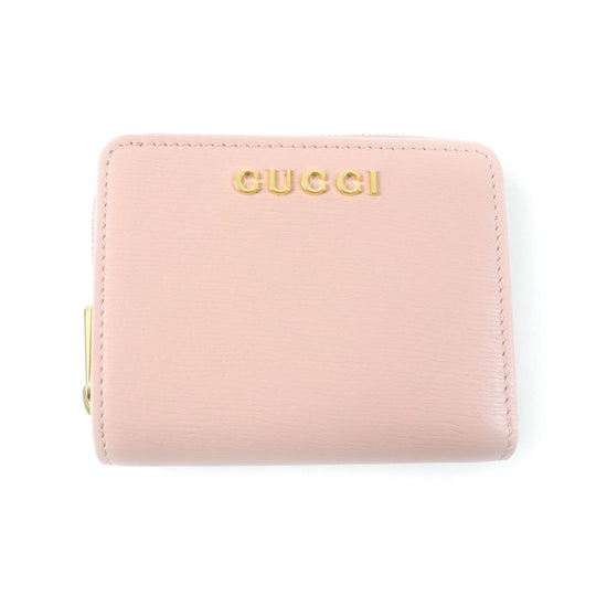GUCCI Bifold Wallet 772639 Main: Leather Light pink Script Mini Wallet Women Used Authentic