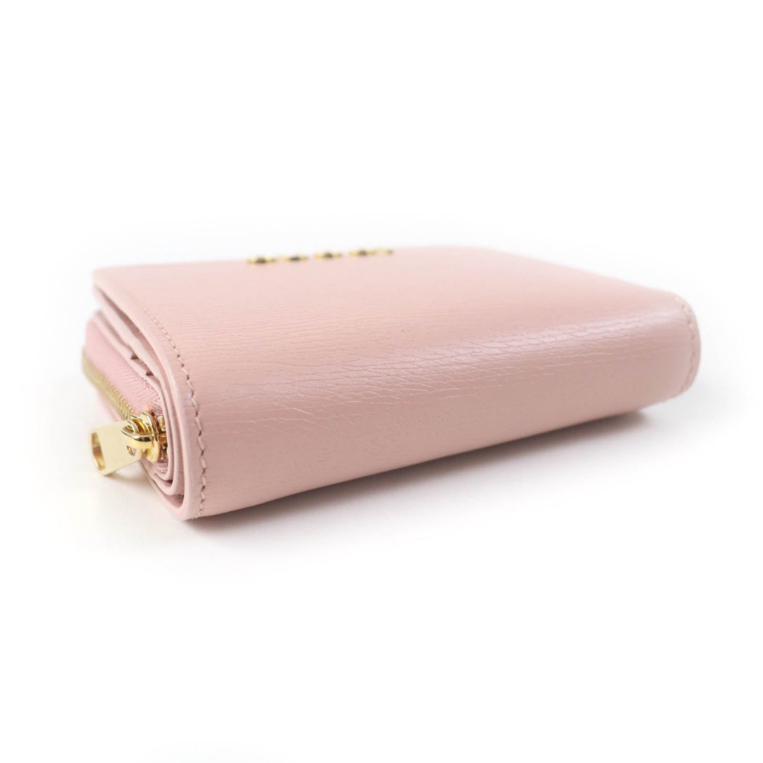 GUCCI Bifold Wallet 772639 Main: Leather Light pink Script Mini Wallet Women Used Authentic