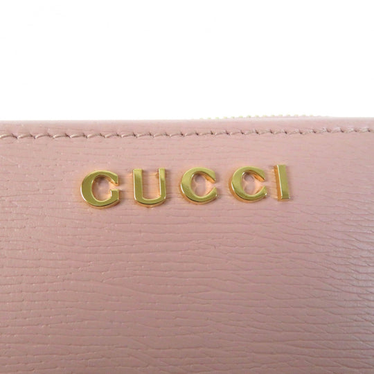 GUCCI Bifold Wallet 772639 Main: Leather Light pink Script Mini Wallet Women Used Authentic
