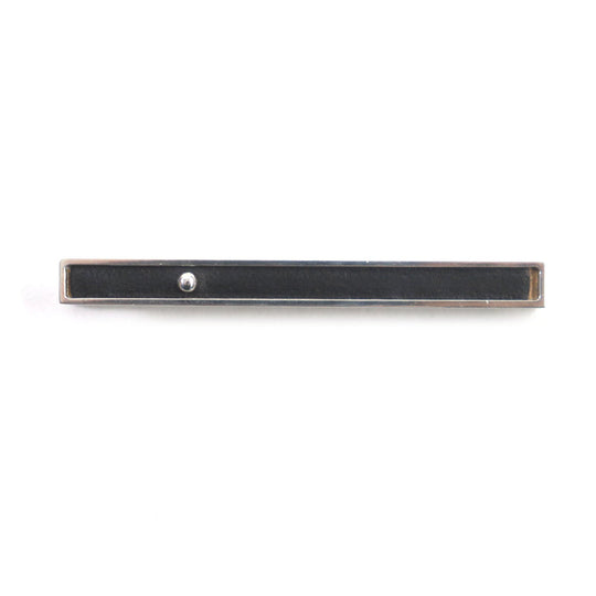 HERMES Tie pin Main: Ag925, Part: Leather Silver black Clip tie bar Square neck tie pin mens Used Authentic