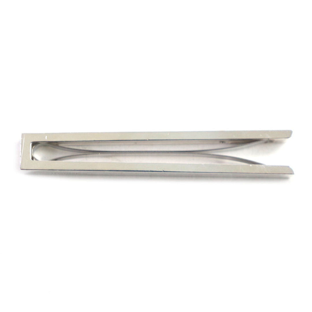 HERMES Tie pin Main: Ag925, Part: Leather Silver black Clip tie bar Square neck tie pin mens Used Authentic