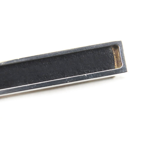 HERMES Tie pin Main: Ag925, Part: Leather Silver black Clip tie bar Square neck tie pin mens Used Authentic