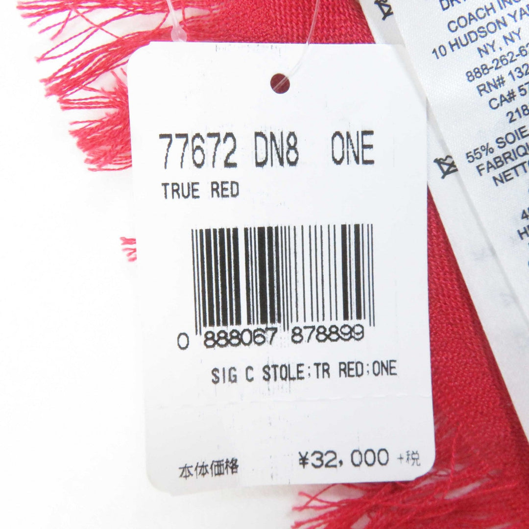 COACH Stall 77672 Main: 55% silk, Main: 45% cotton Red Women Used Authentic
