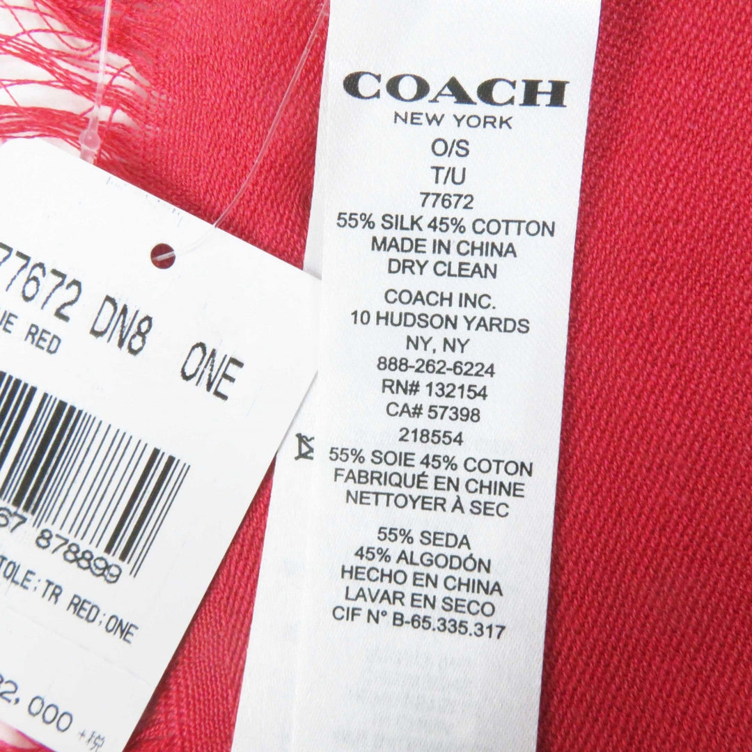 COACH Stall 77672 Main: 55% silk, Main: 45% cotton Red Women Used Authentic