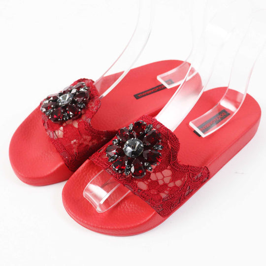 DOLCE&GABBANA Sandals Main: Rayon, Main: Cotton, Main: Nylon Red Women 36 Used Authentic