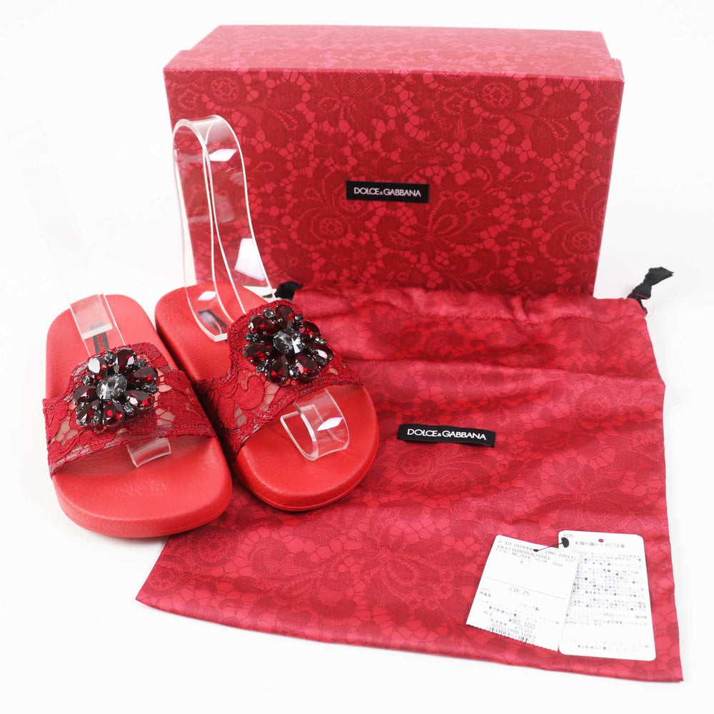 DOLCE&GABBANA Sandals Main: Rayon, Main: Cotton, Main: Nylon Red Women 36 Used Authentic