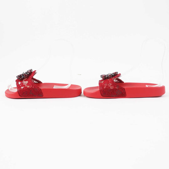 DOLCE&GABBANA Sandals Main: Rayon, Main: Cotton, Main: Nylon Red Women 36 Used Authentic