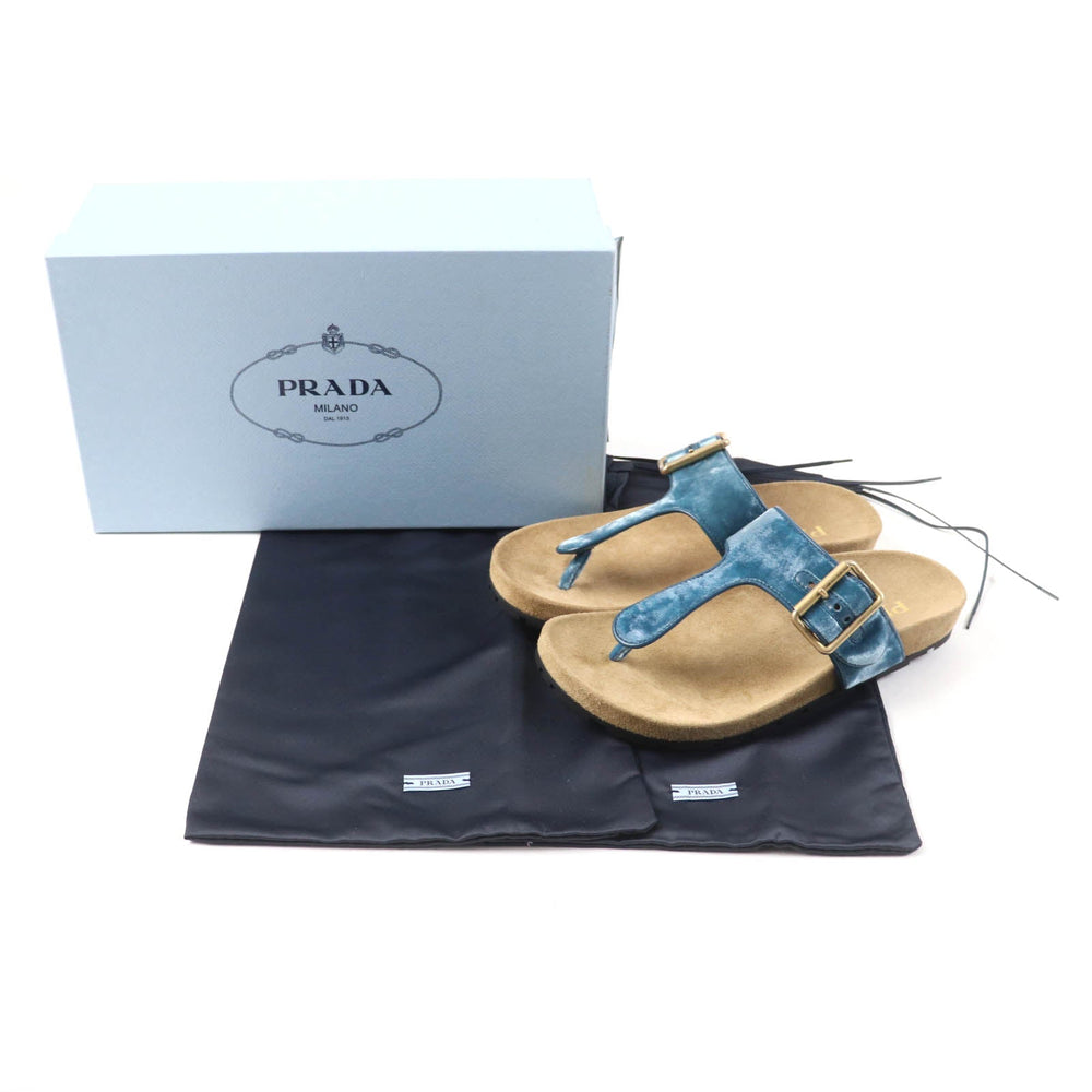 PRADA Sandals 1Y392I Velour, Polyurethane blue Thong sandals Women 36 1/2 Used Authentic