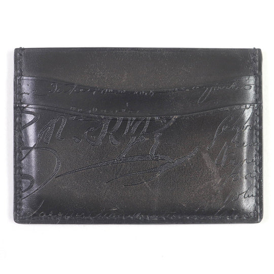 Berluti Card Case Main: Leather NERO GRIGIO Black Bamboo Neo Scritto mens Used Authentic