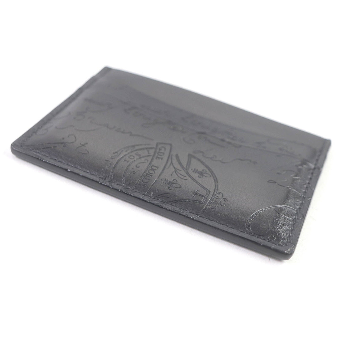 Berluti Card Case Main: Leather NERO GRIGIO Black Bamboo Neo Scritto mens Used Authentic